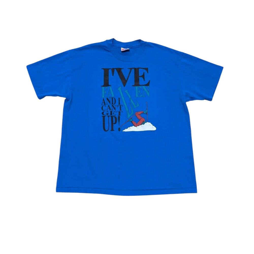 Vintage Single Stitch I've Fallen And I Can't Get Up Skiing Tee Shirt Ski Winter